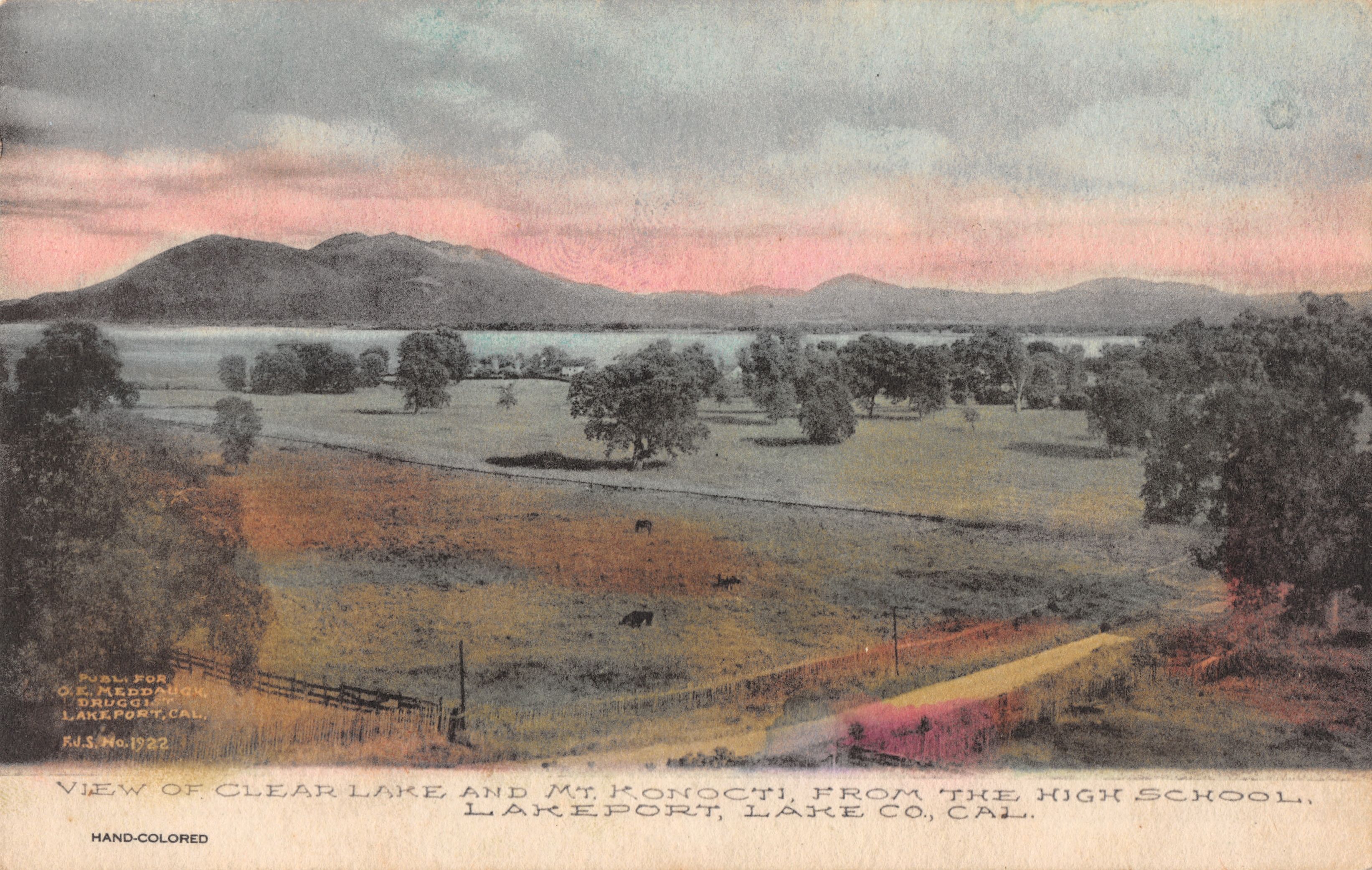 _Konocti & Clear Lake from High School Hand Colored 1907 EDIT